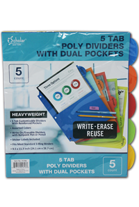 Dividers Poly 5 Tab With Pockets